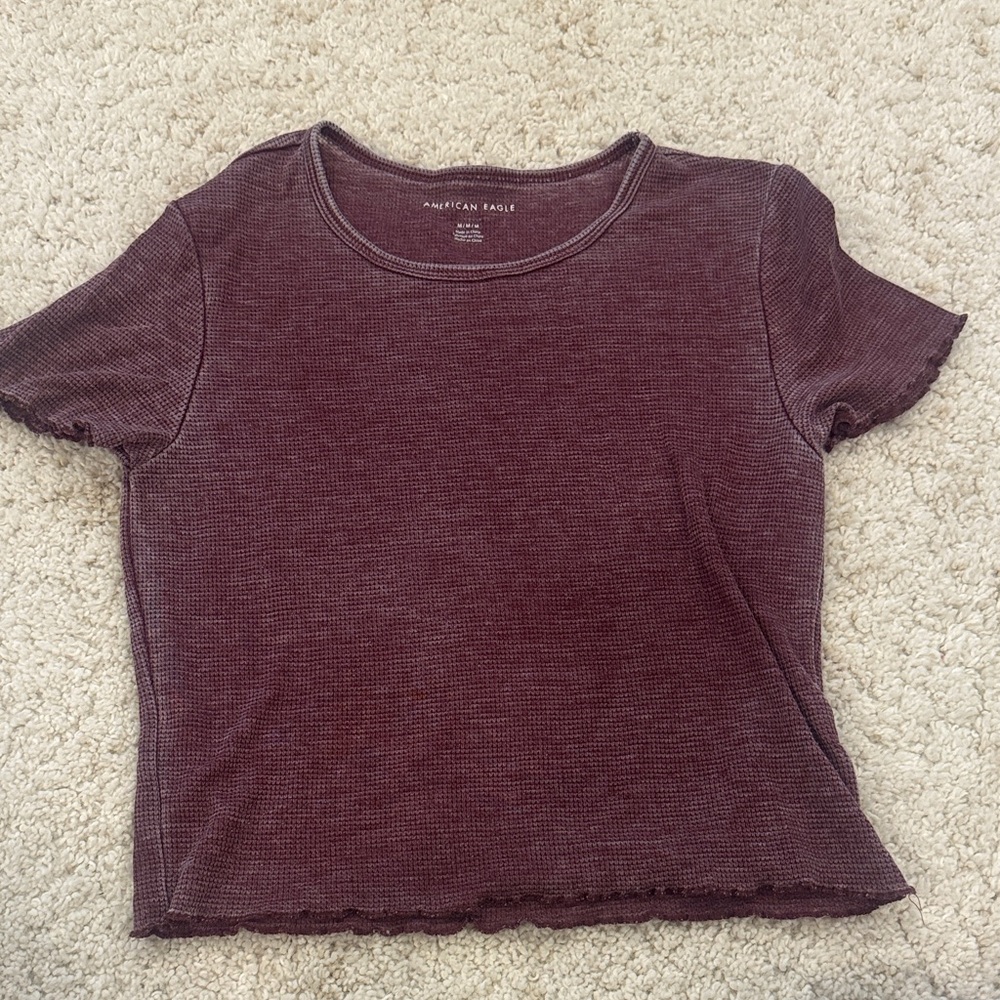 American Eagle Outfitters Women's Maroon Crop Top